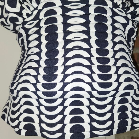 Joseph Ribkoff Tank Top Bodice Ruched Pleated Black White Circles Size 10 - Picture 5 of 9
